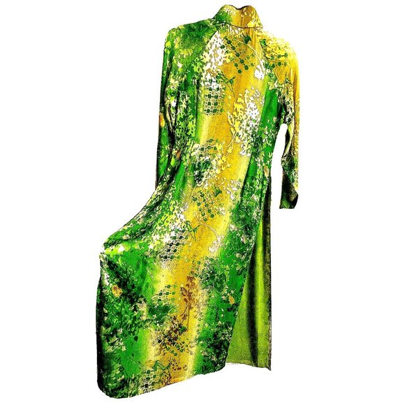 Asian Chinese Sequined Sheer Floral Long Maxi Cocktail Dress Size S - Picture 4 of 16